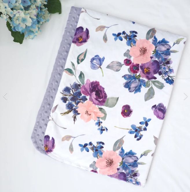 Purple Floral &amp; Blush Floral Blanket 30x40