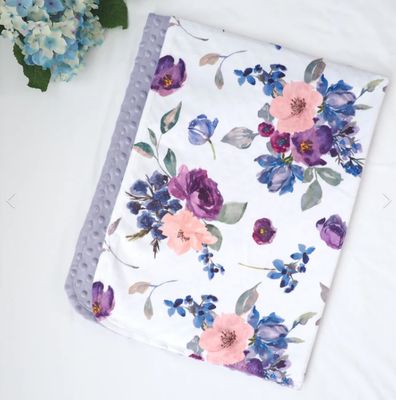 Purple Floral &amp; Blush Floral Blanket 30x40