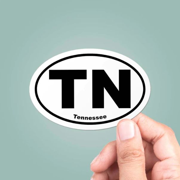 Tennessee TN State Oval Sticker Vinyl Decal 3&quot;