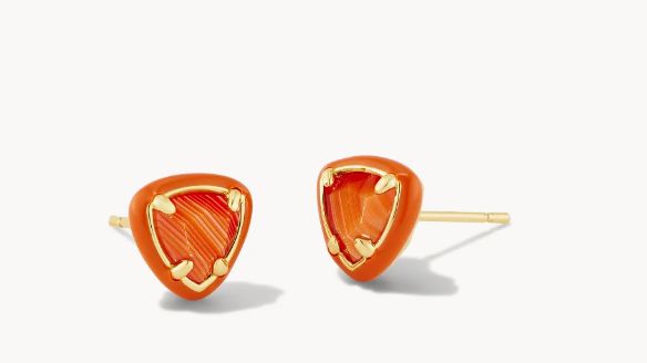 Arden Stud Gold Orange Banded Agate