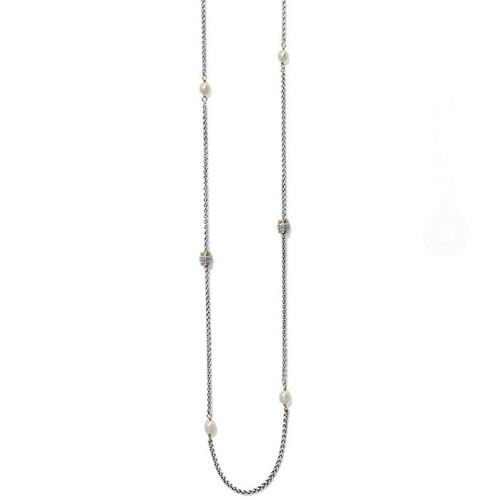 Meridian Petite Pearl Two Tone Long Necklace