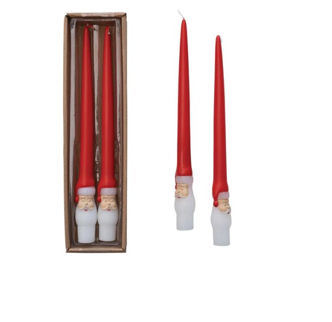 10&quot; Unscented Santa Taper Candles Set of 2