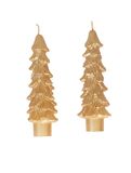 4&quot; Gold Unscented Tree Shaped Candles Set of 2