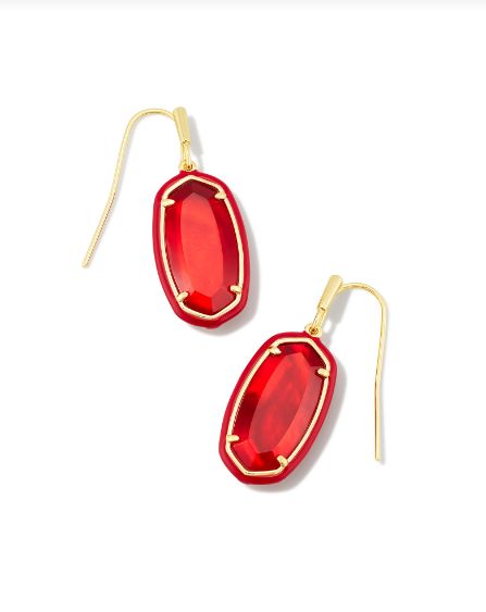 The Dani Enamel Drop Earring Gold Red Illusion