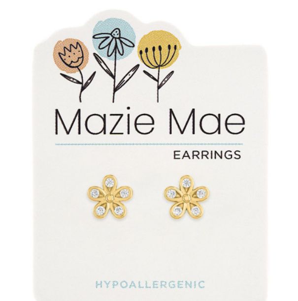 Mazie Mae Girls Earrings | CZ Flower Stud