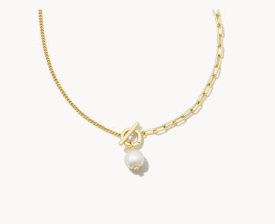 The Leighton Gold White Pearl Chain Necklace