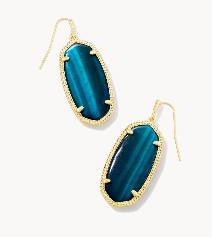 The Elle Earring Gold Teal Tigers Eye