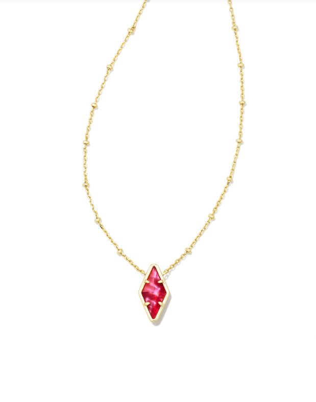 The Kinsley Short Pendant Gold Raspberry Illusion