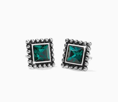 Sparkle Square Mini Post Earrings GREEN