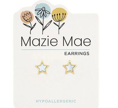 Mazie Mae Girls Earrings | Gold Mother Of Pearl Star Stud