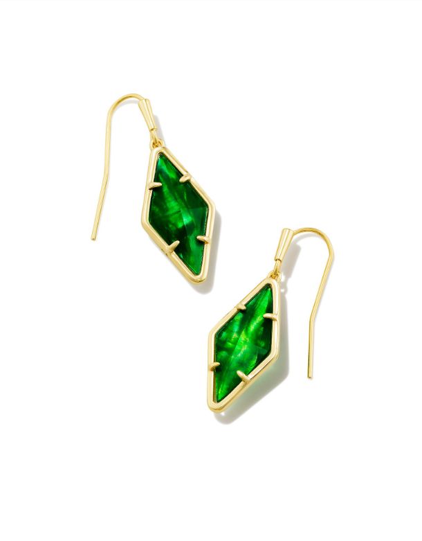 The Kinsley Drop Earring Gold Kelly Green Illusion