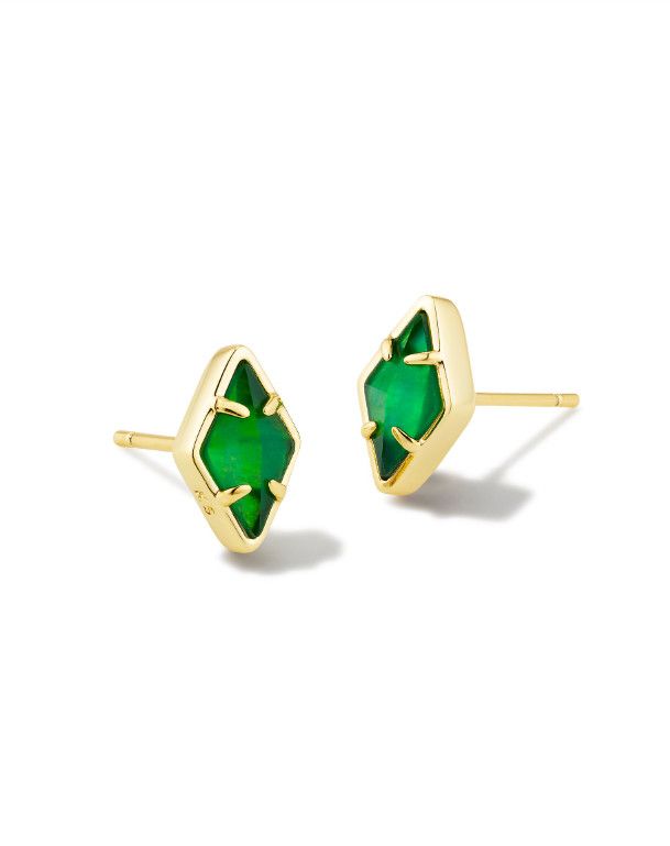 The Kinsley Gold Stud Earring Kelly Green Illusion