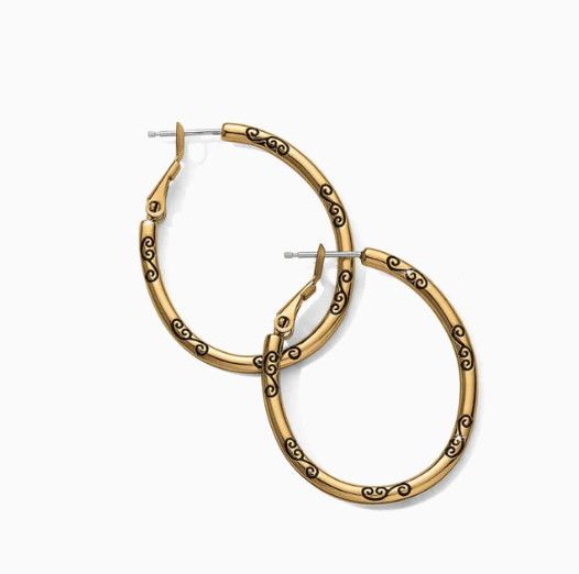 Oval Hoop Charm Earrings Gold