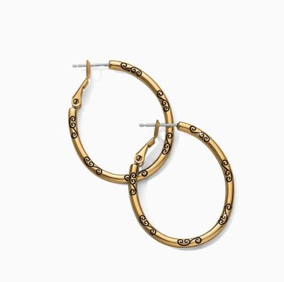 Oval Hoop Charm Earrings Gold