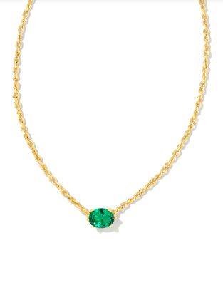 The Cailin Gold Pendant in Green Crystal