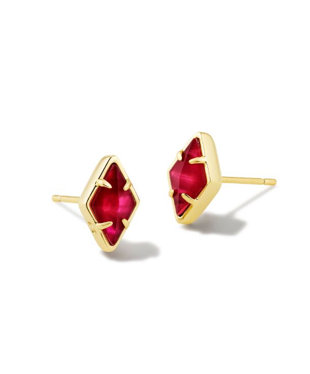 The Kinsley Stud Earring Gold Raspberry Illusion