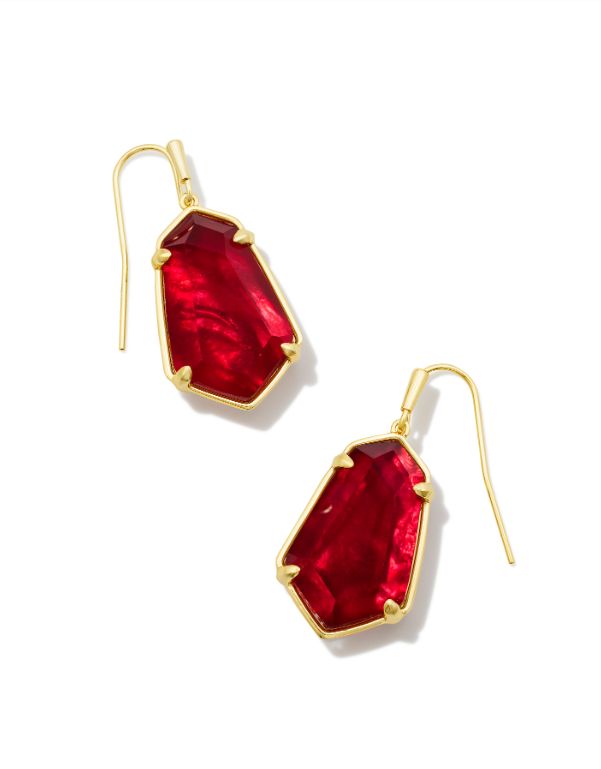 The Alexandria Drop Earring Gold Cranberry Illusion