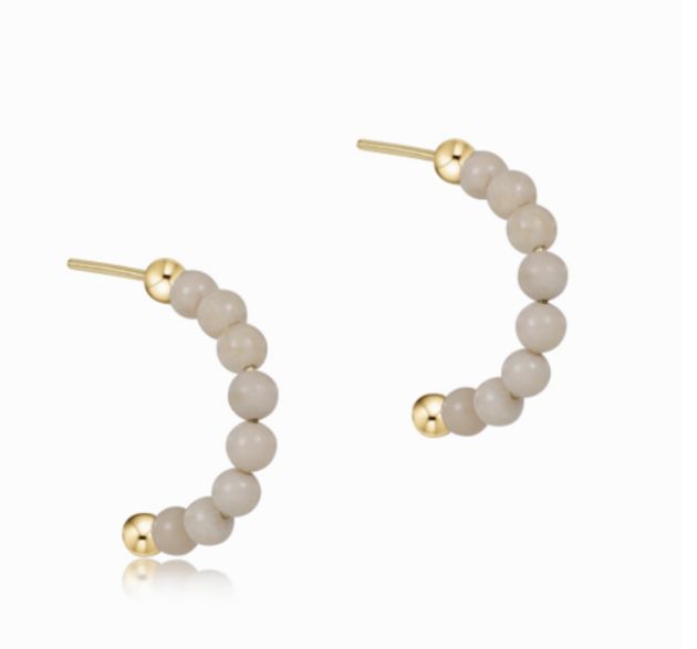 Beaded Gemstone 1&quot; Post Hoop 3mm Riverstone