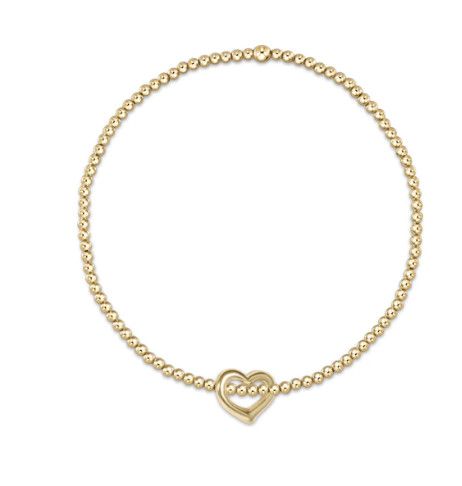 Classic Gold 2mm Bead Bracelet Love Small Gold Charm