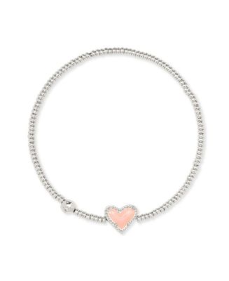 The Ari Heart Stretch Bracelet Silver Rose Quartz