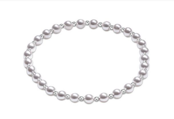 Classic Grateful Pattern Sterling 4mm Bead Bracelet Pearl