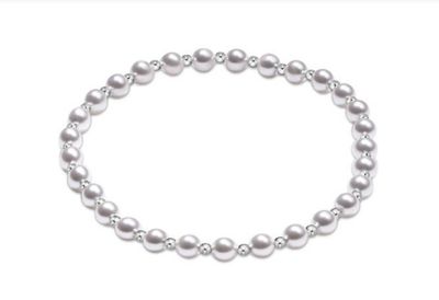 Classic Grateful Pattern Sterling 4mm Bead Bracelet Pearl