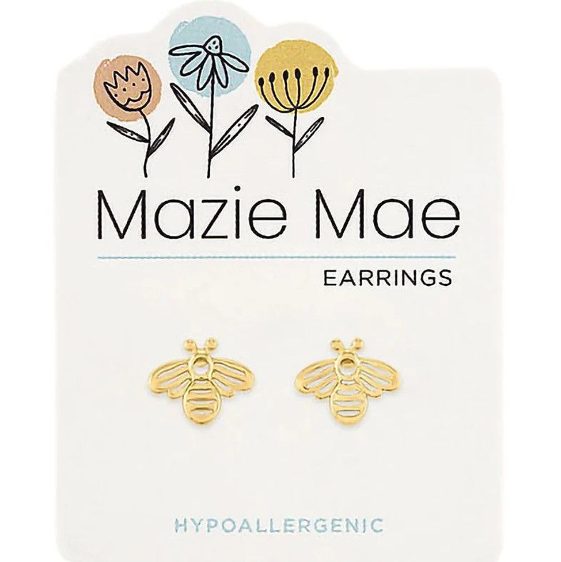 Mazie Mae Girls Earrings Gold Bee Stud