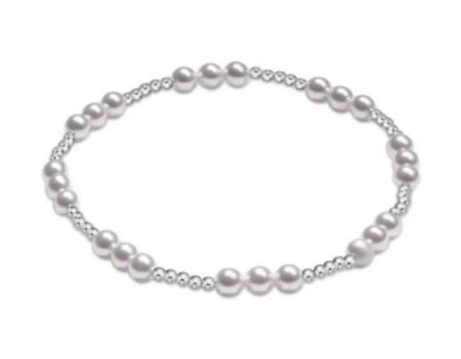 Classic Joy Pattern Sterling 4mm Bead Bracelet Pearl