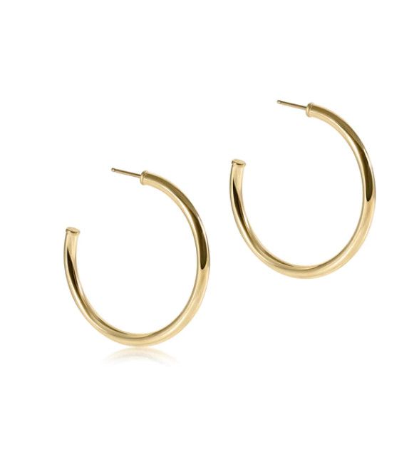 Round Gold 1.5&quot; Post Hoop 3mm Smooth