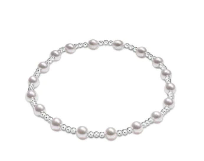 Classic Sincerity Pattern Sterling 4mm Bead Bracelet Pearl