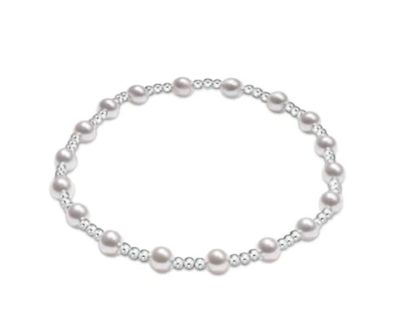 Classic Sincerity Pattern Sterling 4mm Bead Bracelet Pearl