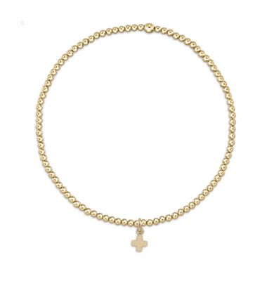 Enewton EGIRL Classic Gold 2mm Bead Bracelet Signature Cross Small Gold Charm