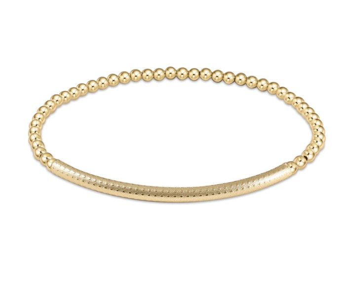 Classic Gold 3mm Bead Bracelet Textured Bliss Bar