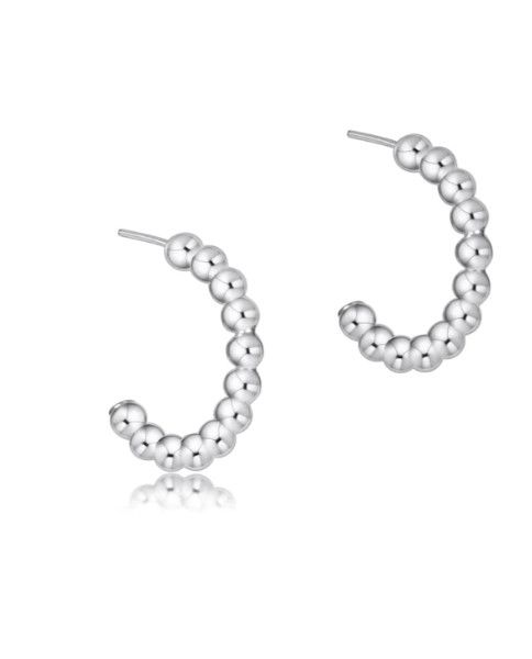 Beaded Classic 1&quot; Post Hoop 3mm Sterling