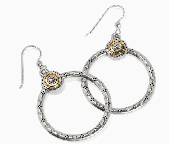 Mosaic Two tone French Wire Hoop Earrings