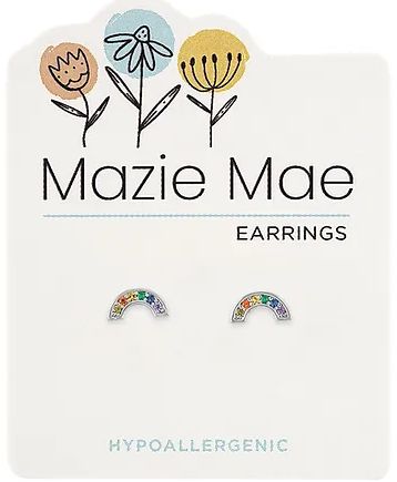 Mazie Mae Girls Earrings Silver Rainbow