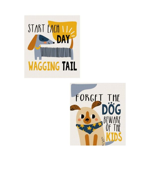 Set of 2 Dog Swedish Dishcloths