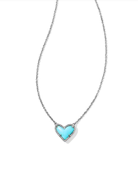The Ari Heart Pendant Silver Turquoise