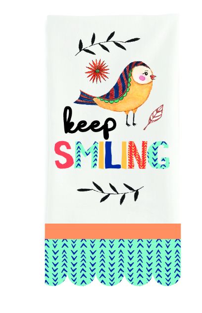 Keep Smiling Bird Tea Towel