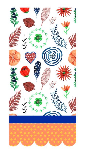 Bright Feather/Floral Tea Towel