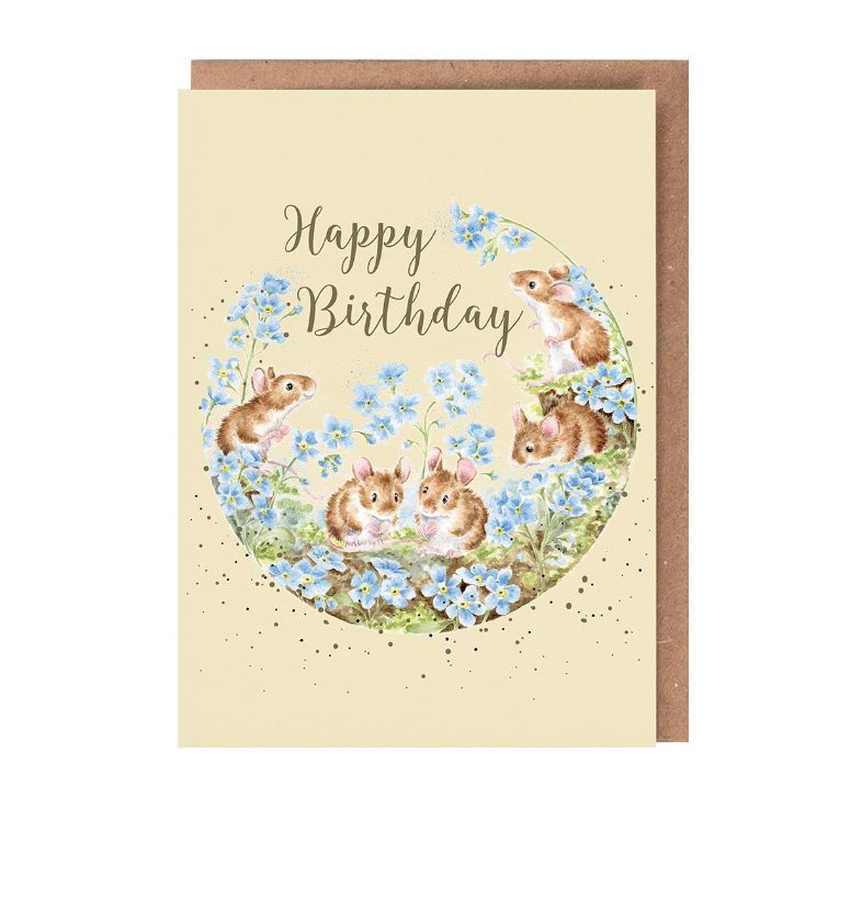 Forget Me Not Mice Birthday Card
