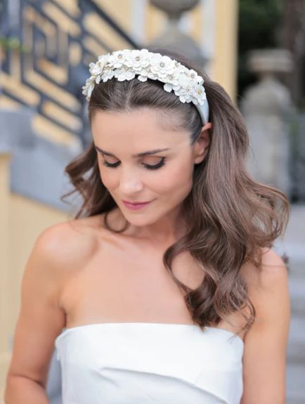Flower Embellished Headband Ivory