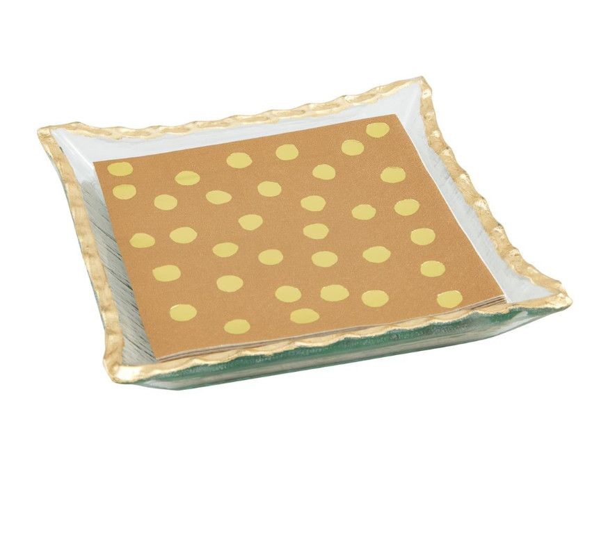 Gold Edge Cocktail Napkin Caddy Set