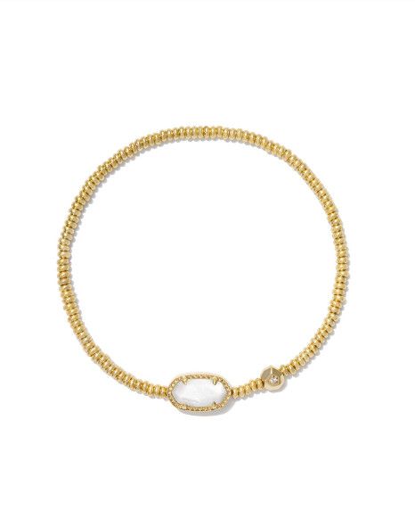 The Grayson Stretch Bracelet Gold White Mother of Pearl