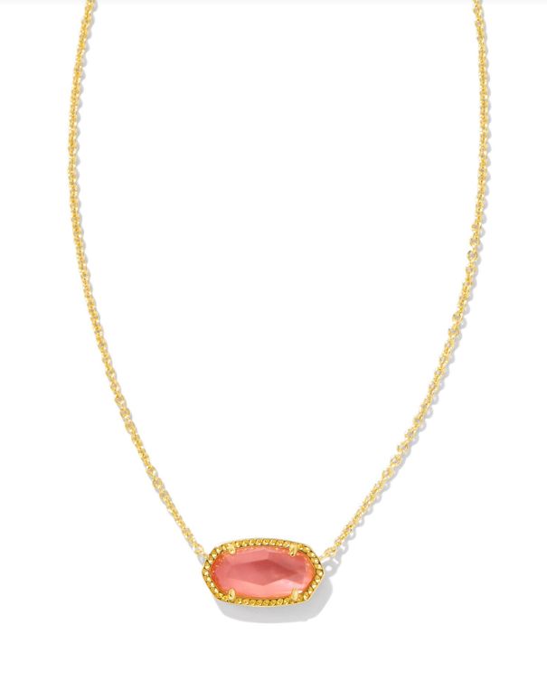 Elisa Necklace Gold Coral Pink Mother of Pearl