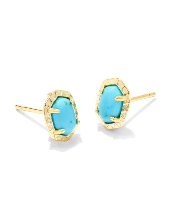 Daphne Stud Earring Gold Variegate Turquoise