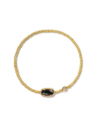 The Grayson Stretch Bracelet Gold Black Agate
