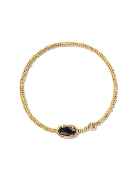 The Grayson Stretch Bracelet Gold Black Agate