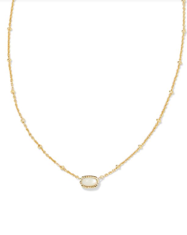 The Mini Elisa Gold Necklace Ivory Mother of Pearl