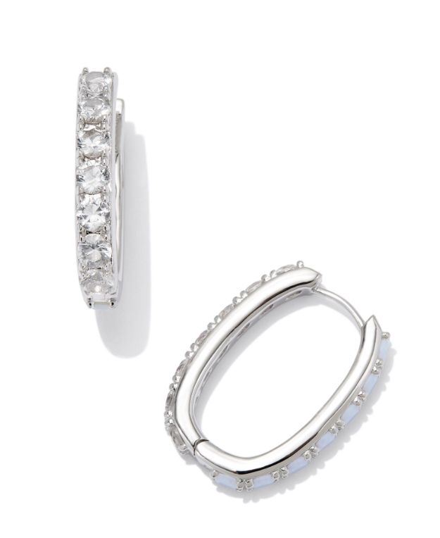 The Chandler Silver Hoop Earring White Opalite Mix